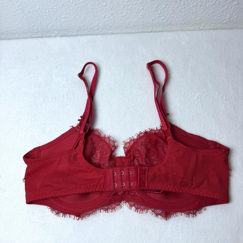 Victoria's Secret Dream Angels Push Up Without Padding Red Lace 36D Adjustable - Picture 6 of 10